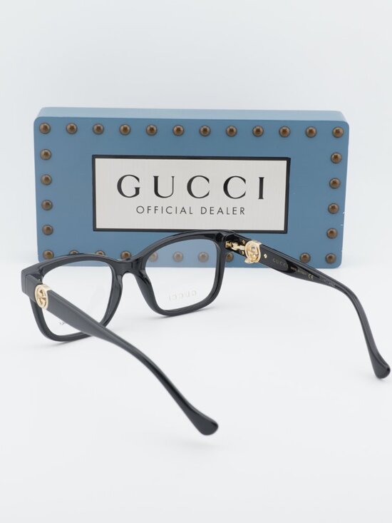 Gucci GG1025O 003 Square Eyeglasses - Black with Gold Detachable Chain main image 8
